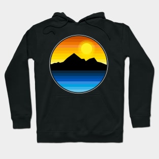 Synthwave Inspired Lakeside Mountain Hoodie